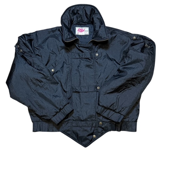 Ossi Jackets & Blazers - Vintage OSSI Skiwear Black Nylon Ruffle Shoulder Ski Jacket Women’s M Hong Kong
